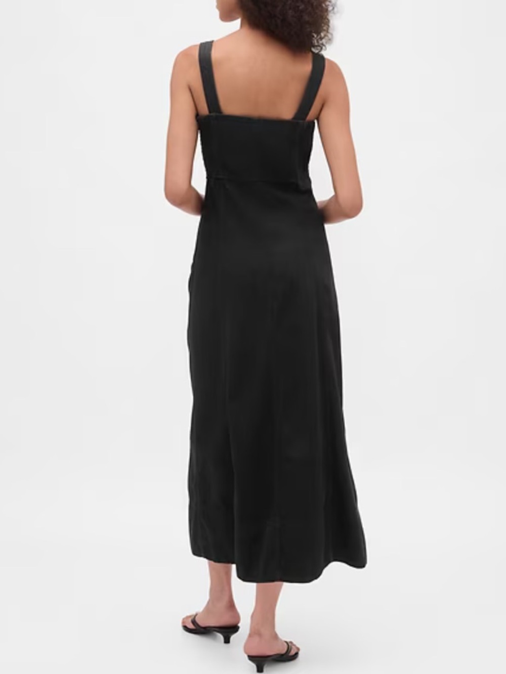 NEW GAP Small Petite SP UltraSoft Denim Zip Front Maxi Dress Black Wash NWT - Picture 6 of 7